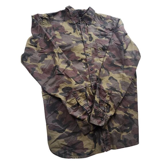 GAP Modern Oxford Shirt Womens XL Camo Long Sleeve Tapered Fit Camouflage Button - Picture 7 of 10